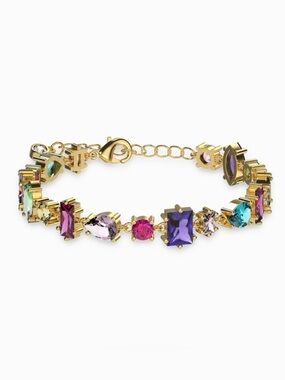 Gold Plated Candy Multi-Stone CZ Link Bracelet. New.